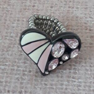 Guess Heart Ring with Adjustable Band. Pink, White and Black